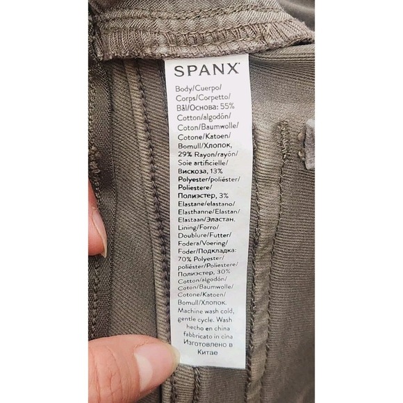 SPANX Stretch‎ Twill High Rise Ankle Skinny Cargo Pants Olive Green NWOT Medium - Picture 5 of 12